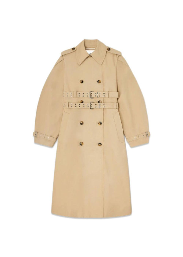 Double Cotton Trench Coat - Warm Sand-Outerwear-Ganni-Butler Loftet