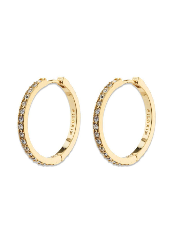 EBNA large crystal hoops gold-plated - Gold Plated-Jewellery-Pilgrim-Butler Loftet