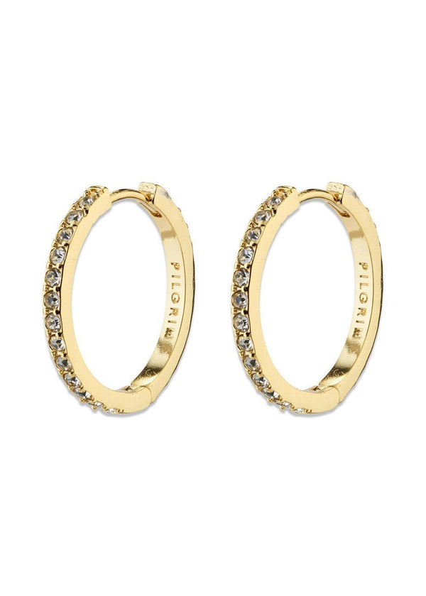 EBNA medium crystal hoops gold-plated - Gold Plated-Jewellery-Pilgrim-Butler Loftet