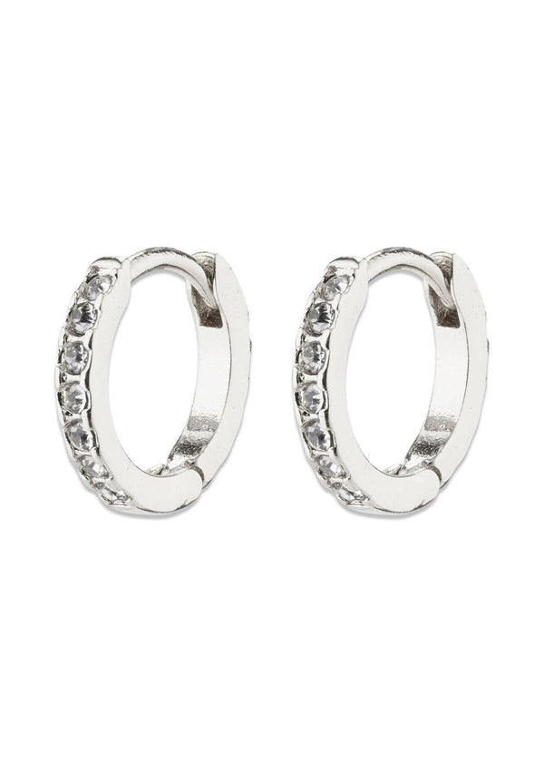 EBNA mini crystal huggie hoops silver-plated - Silver Plated-Jewellery-Pilgrim-Butler Loftet