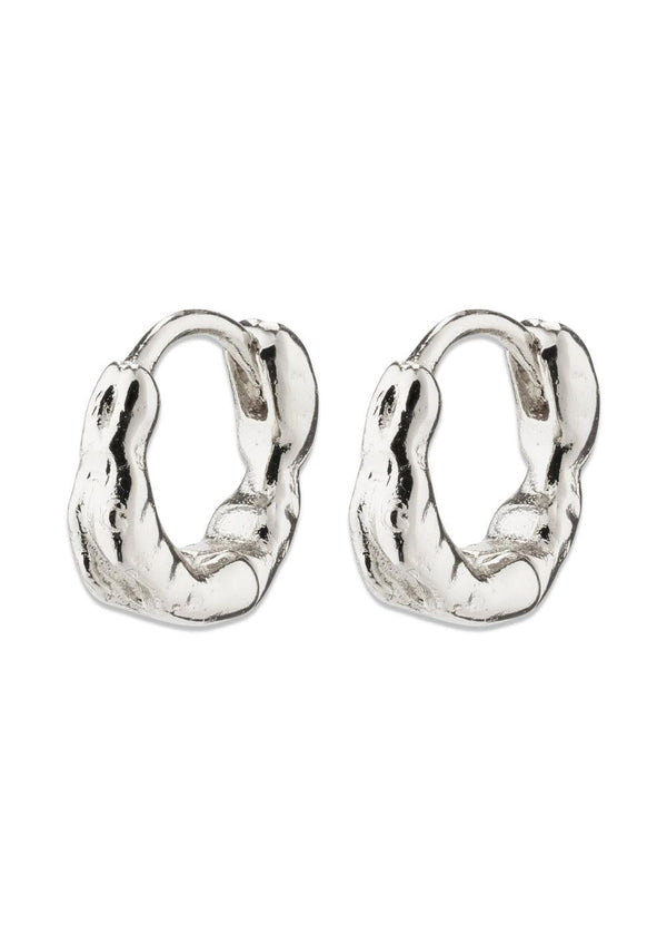 EDDY organic shaped mini huggie hoops silver-plated - Silver Plated-Jewellery-Pilgrim-Butler Loftet