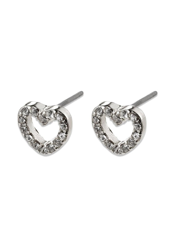 EDIE crystal heart earrings silver-plated - Silver Plated-Jewellery-Pilgrim-Butler Loftet
