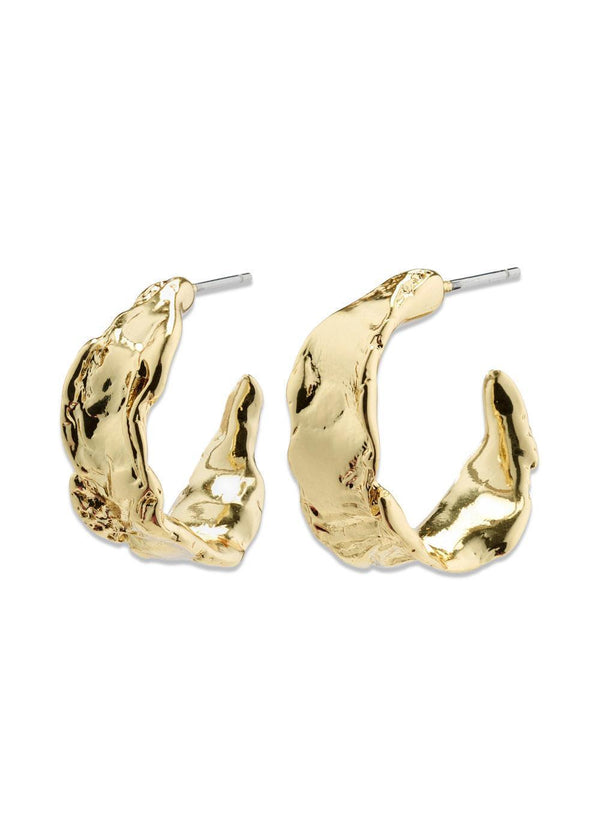 ELARA organic shaped hoop earrings gold-plated - Gold Plated-Jewellery-Pilgrim-Butler Loftet