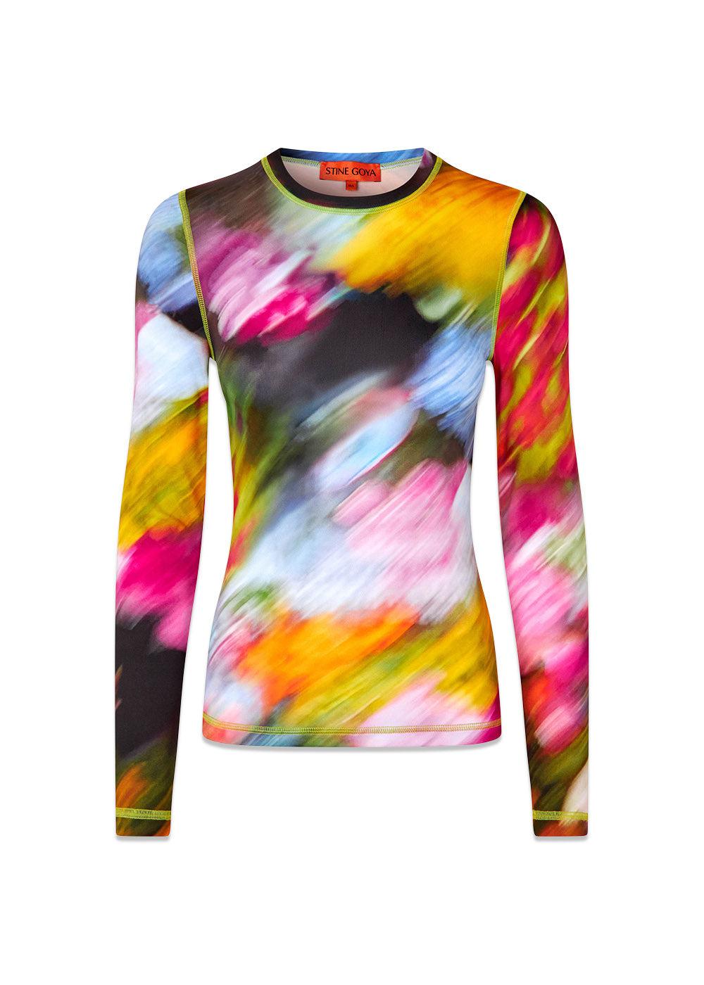 ELASTIC LONG SLEEVE TOP - Liquid Floral-Shirts-Stine Goya-Butler Loftet