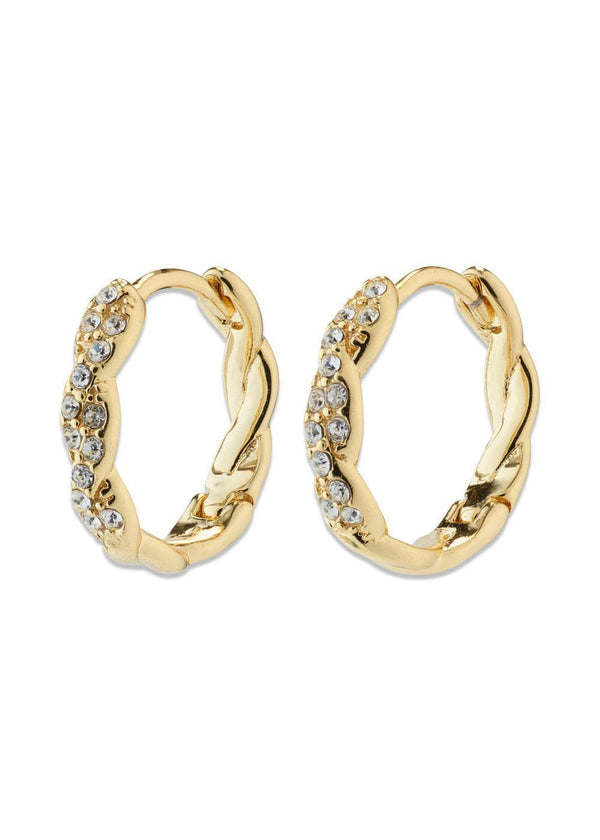EZO twirled crystal hoops gold-plated - Gold Plated-Jewellery-Pilgrim-Butler Loftet