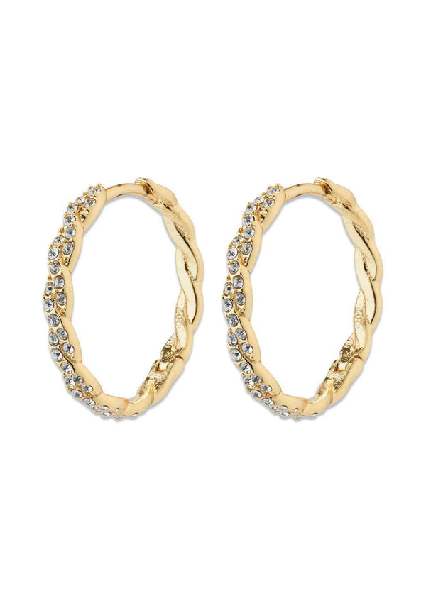 EZO twirled crystal hoops gold-plated - Gold Plated-Jewellery-Pilgrim-Butler Loftet