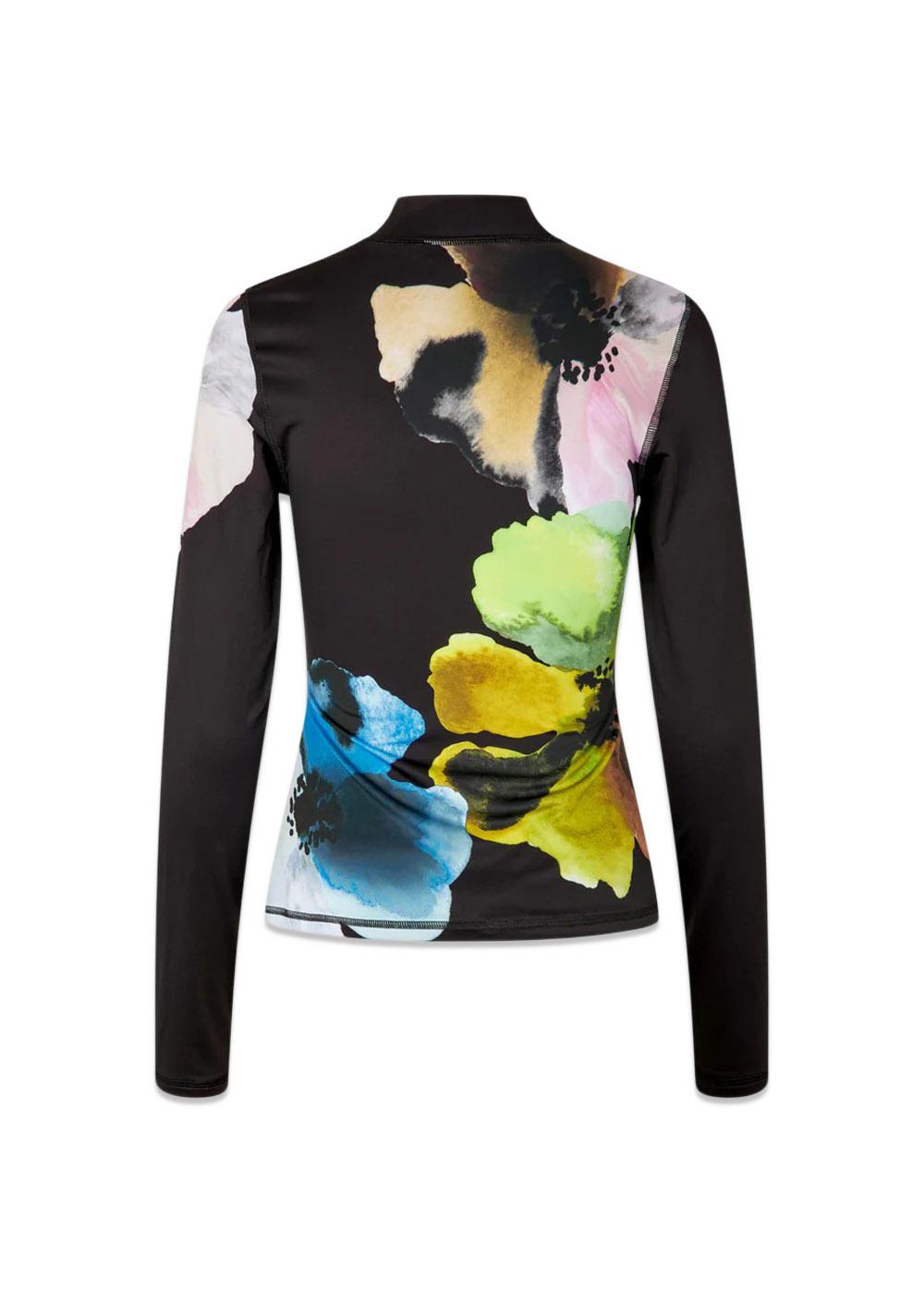 Elastic High Neck Collared Top - Watercolor Bloom Maxi-Blouses-Stine Goya-Butler Loftet