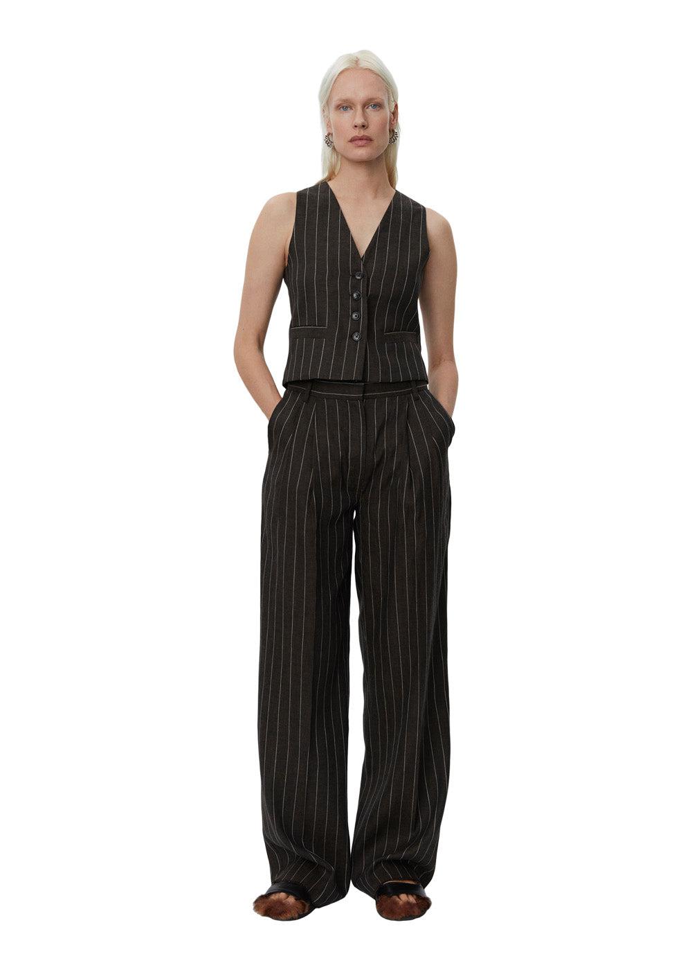 Enzo - Casual Linen Stripe - Chocolate Brown