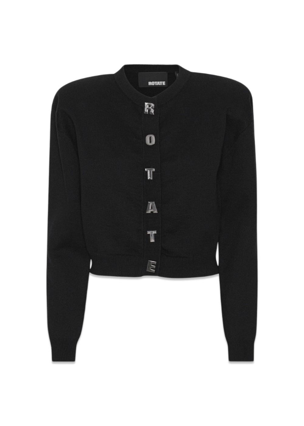 FIRM KNIT CARDIGAN - Black-Knitwear-Rotate-Butler Loftet