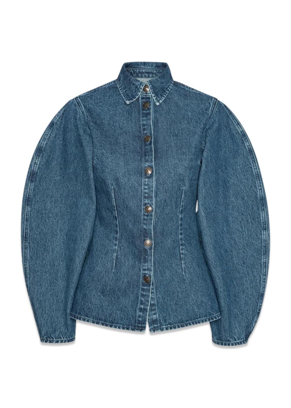 FITTED DENIM SHIRT - Medium Blue Denim-Shirts-Rotate-Butler Loftet