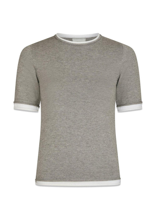 Fauna Double Knit Tee - Light Grey Melange-T-shirts-Neo Noir-Butler Loftet