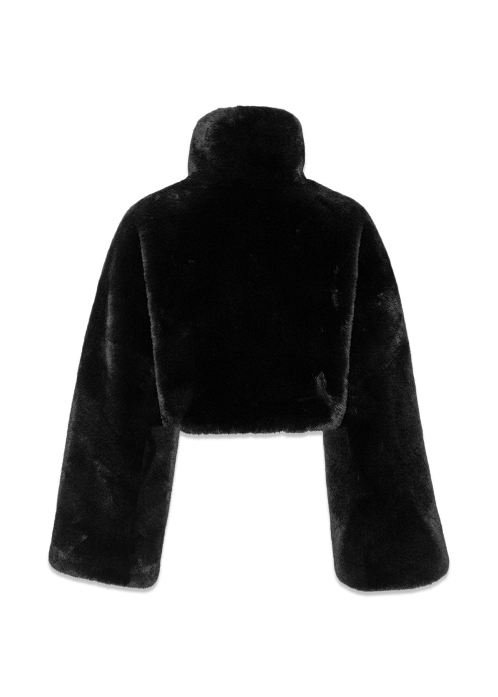 Faux Fur Crop Jacket - Black