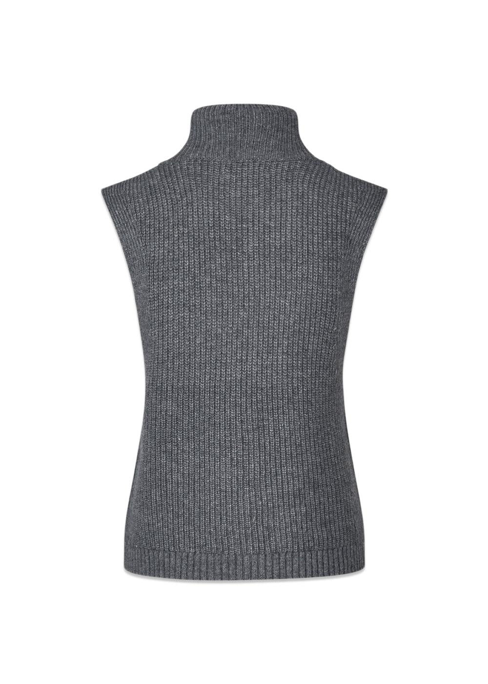 Fave Knit Zip Vest - Dark Grey Melange-Knitwear-Oval Square-Butler Loftet