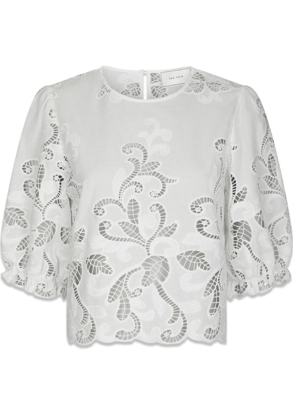 Fia Embroidery Blouse - White-Blouses-Neo Noir-Butler Loftet
