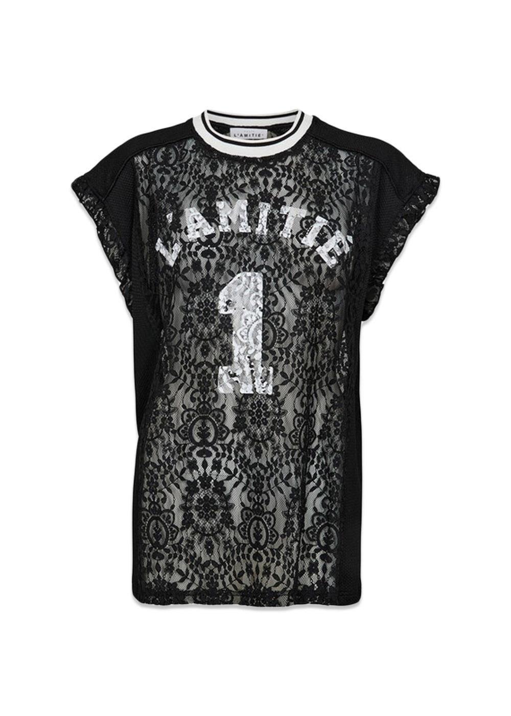 Football Lace Frill Top - Black-T-shirts-HAUTE L’AMITIÉ-Butler Loftet