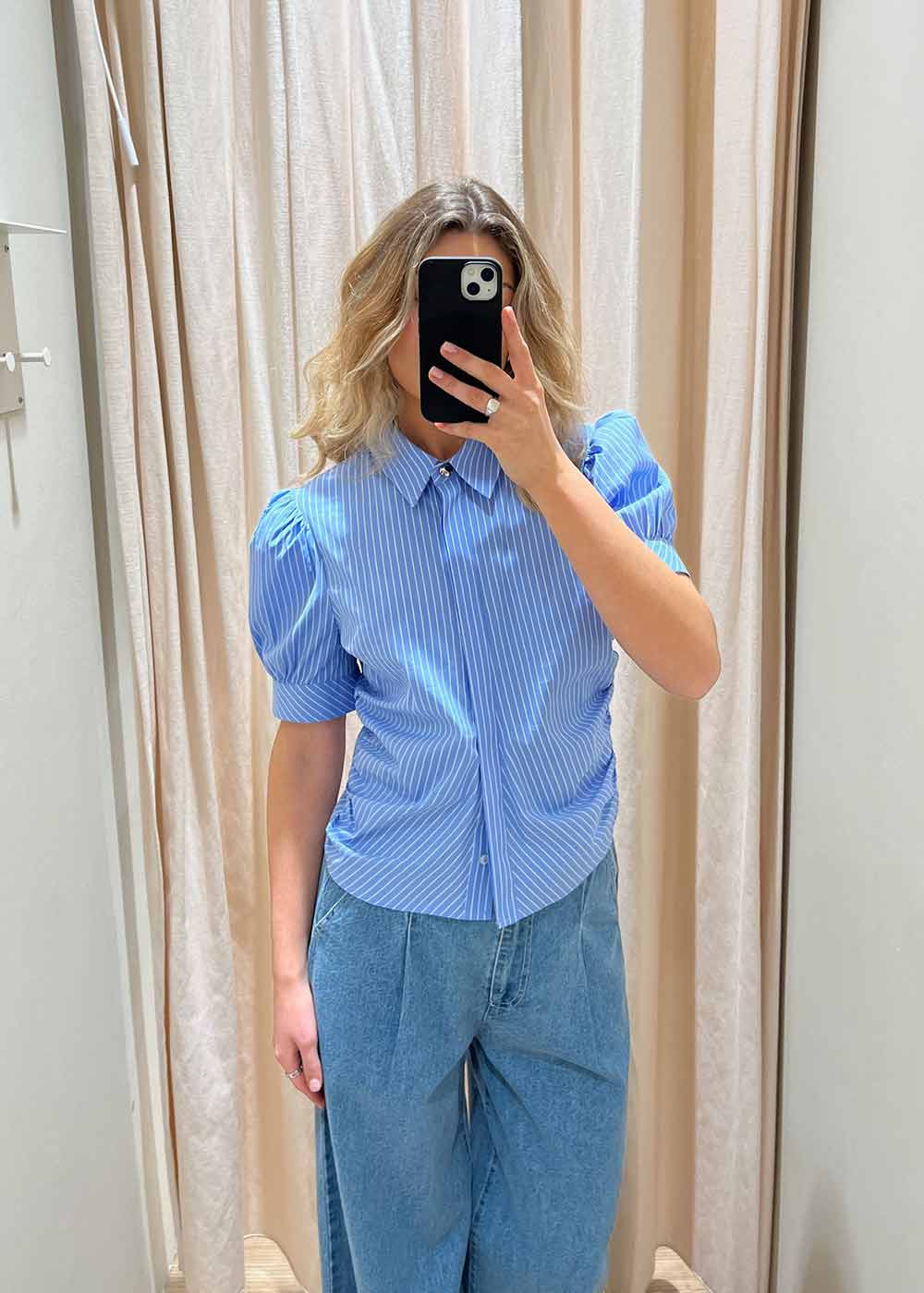 Frannie Stripe Shirt - Light Blue-Blouses-Neo Noir-Butler Loftet