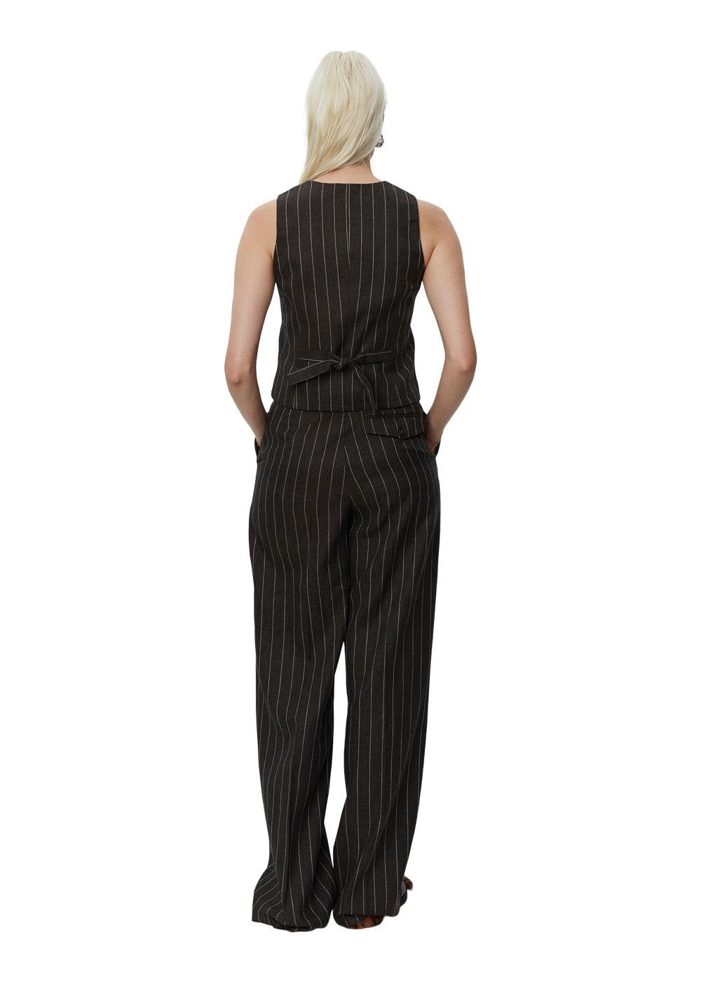 Frida - Casual Linen Stripe - Chocolate Brown