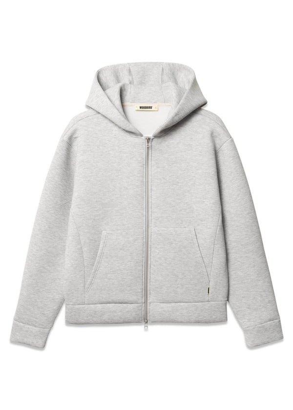 Fuji Scuba Zip Hoodie - Light Grey Melange-Hoodies-Woodbird-Butler Loftet