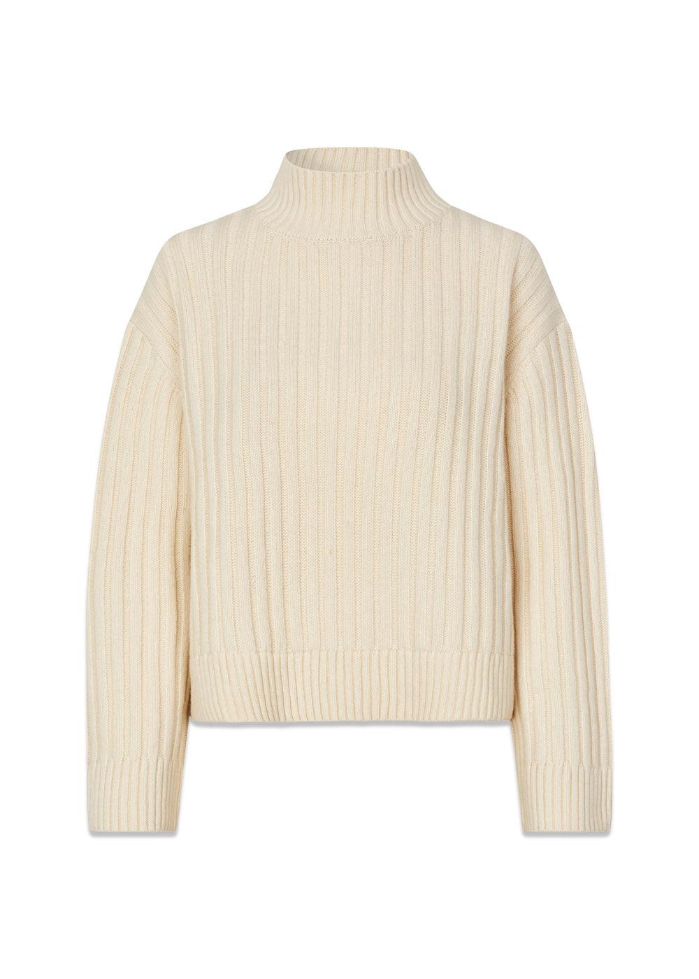 FultonMD rib t-neck - Summer Sand-Knitwear-Modström-Butler Loftet