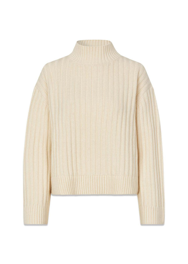 FultonMD rib t-neck - Summer Sand-Knitwear-Modström-Butler Loftet