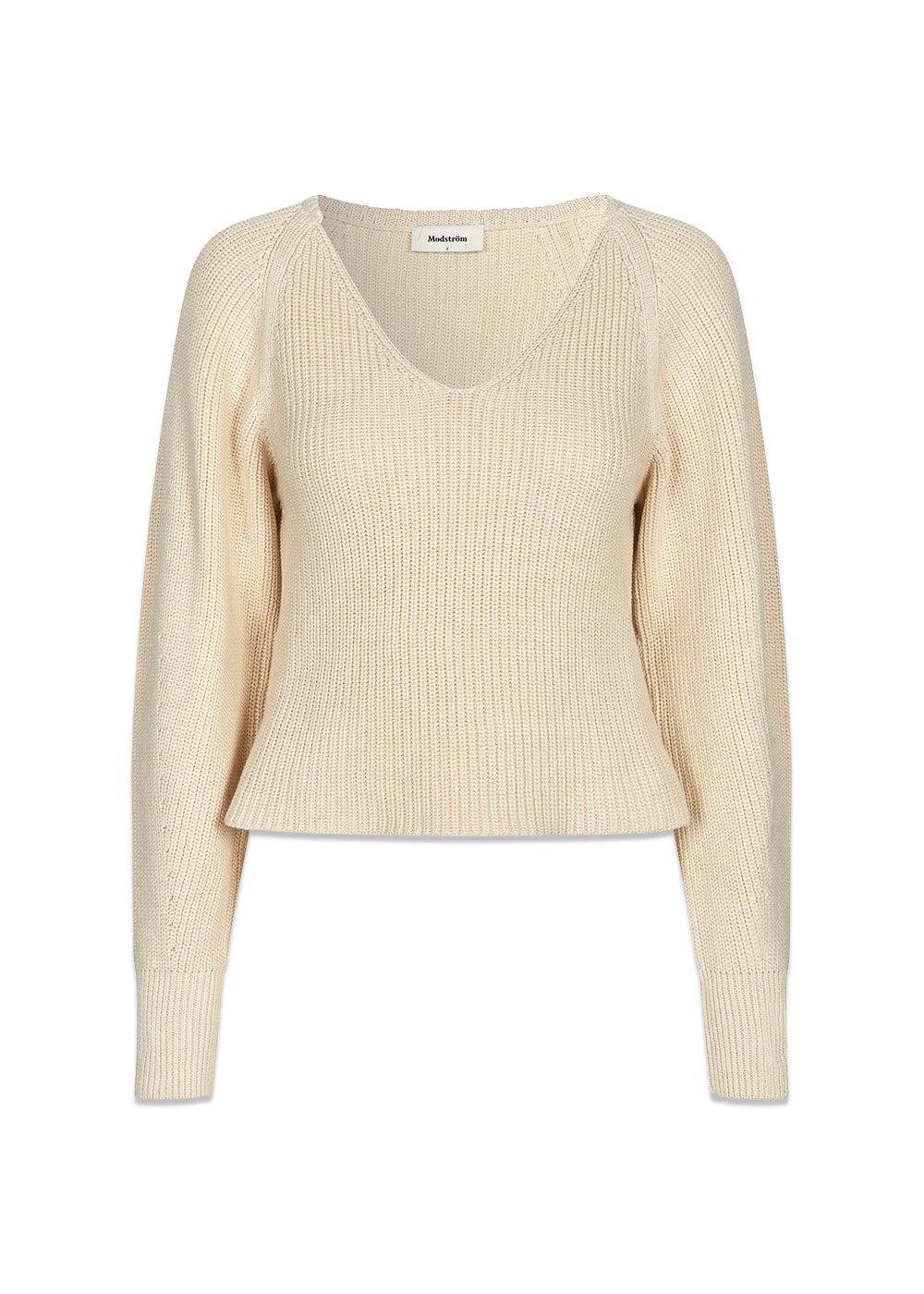 GalenMD short v-neck - Summer Sand-Knitwear-Modström-Butler Loftet