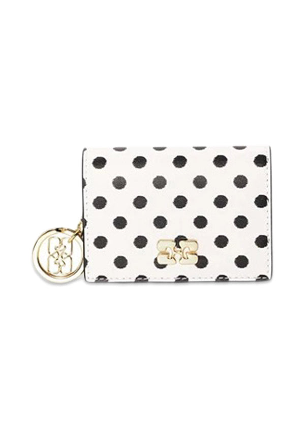 Ganni Bou Card Holder With Flap Print Dots - Egret-Wallet/Purse-Ganni-Butler Loftet