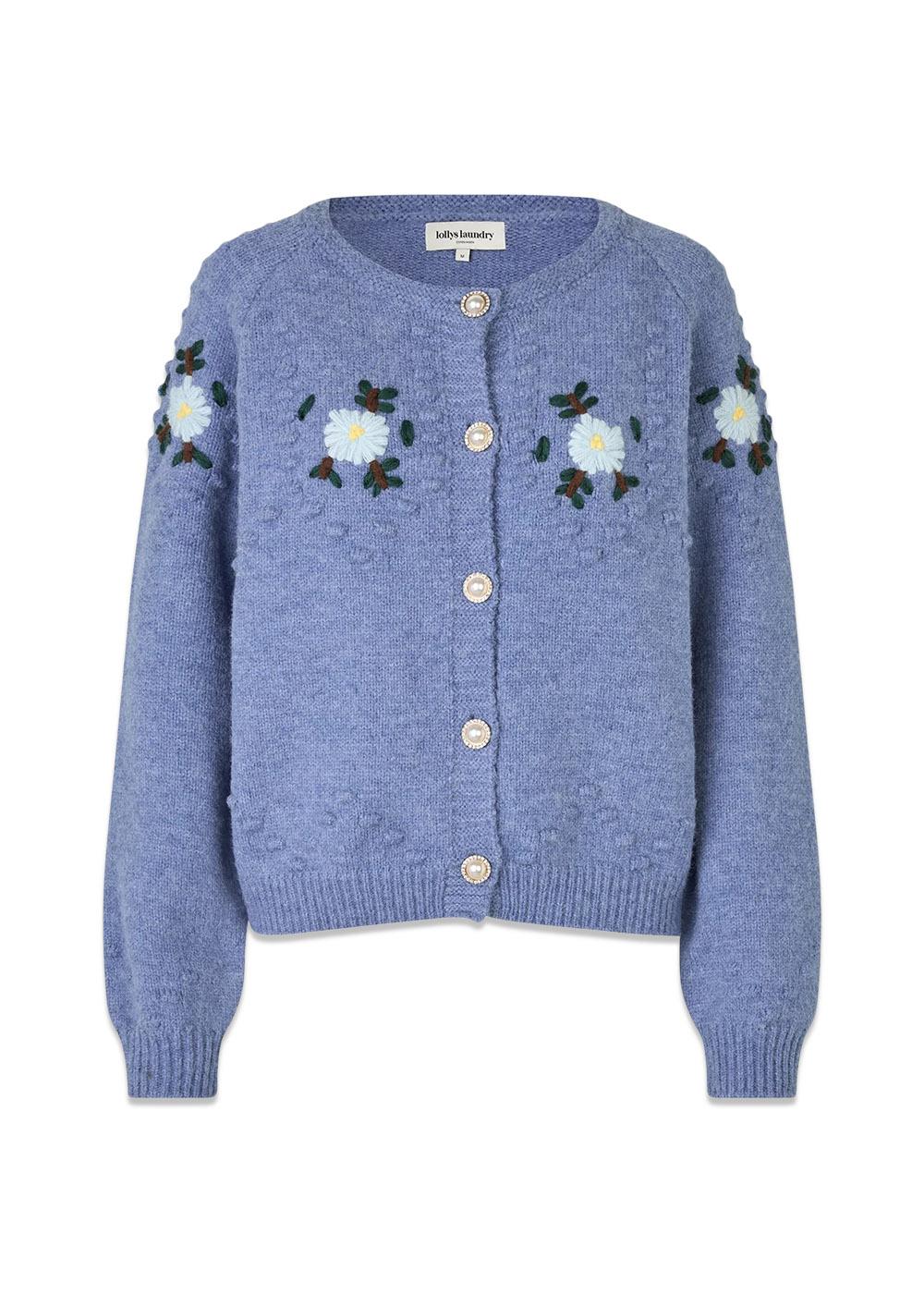 GracelynnLL Knit Cardigan - Blue Melange-Knitwear-Lollys Laundry-Butler Loftet