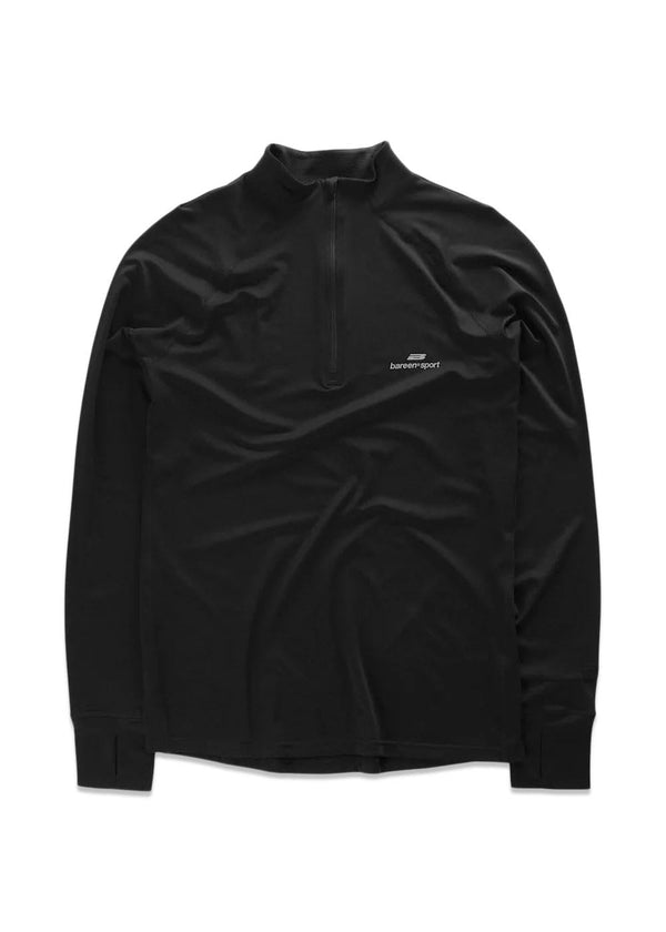 HALF-ZIP MIDLAYER TOP - Black-Sweatshirts-Bareen-Butler Loftet
