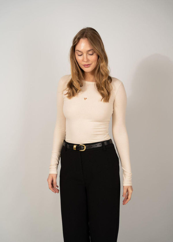 HEART LONG SLEEVE TEE - Undyed-T-shirts-Baserange-Butler Loftet