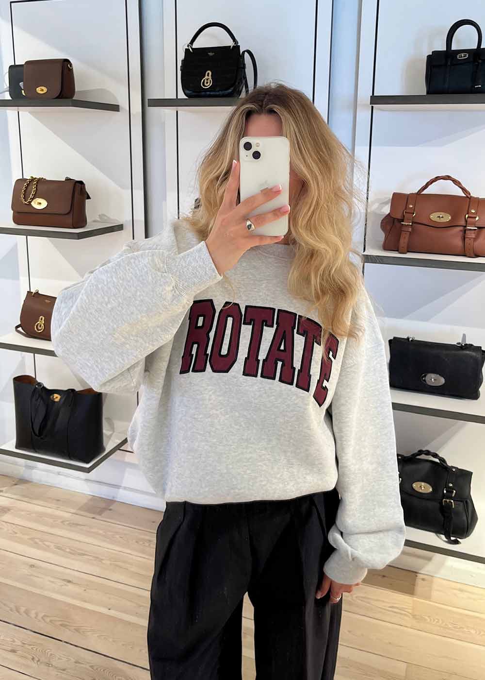 HEAVY SWEAT CREWNECK - Light Grey Melange-Sweatshirts-Rotate-Butler Loftet