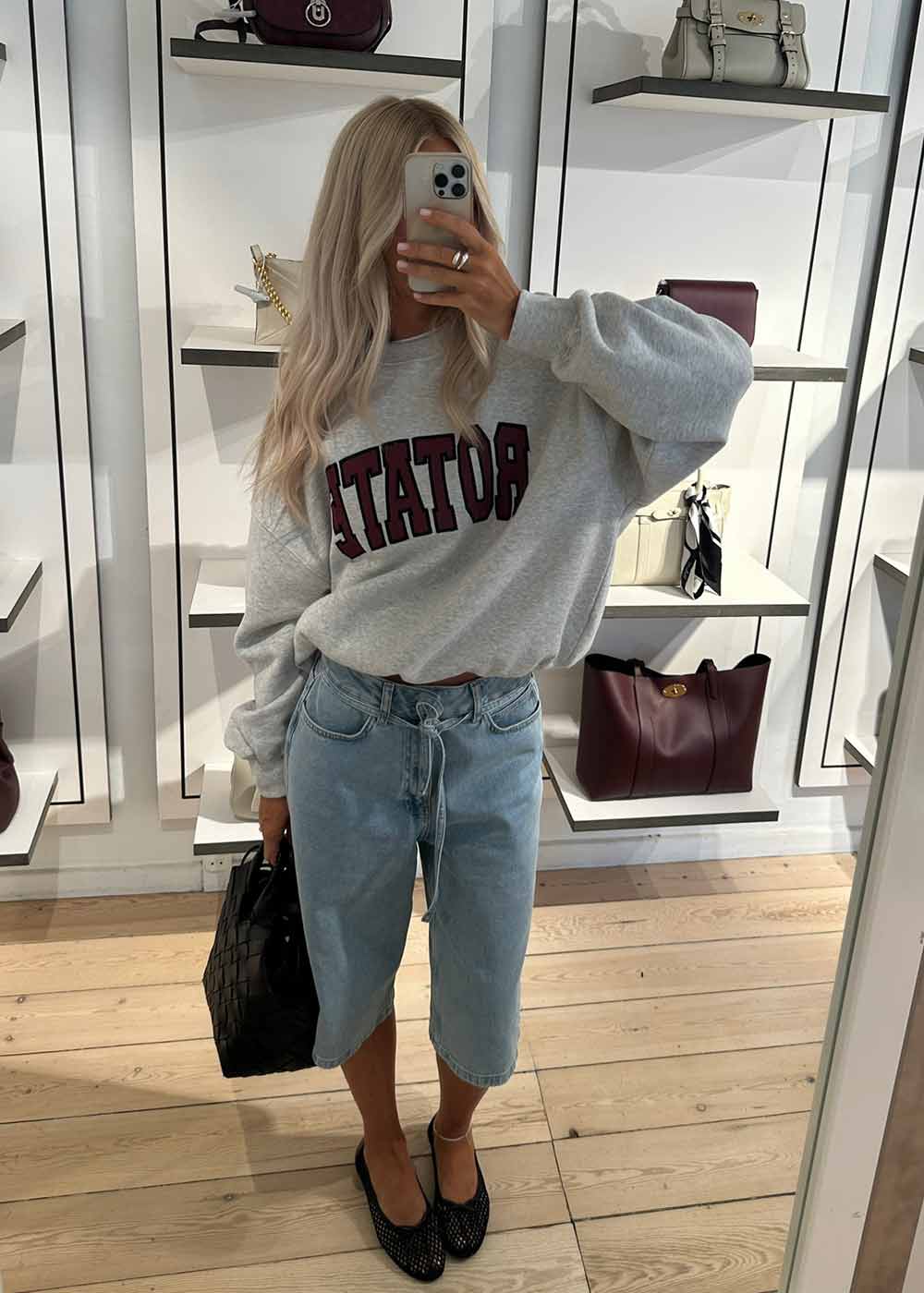 HEAVY SWEAT CREWNECK - Light Grey Melange-Sweatshirts-Rotate-Butler Loftet
