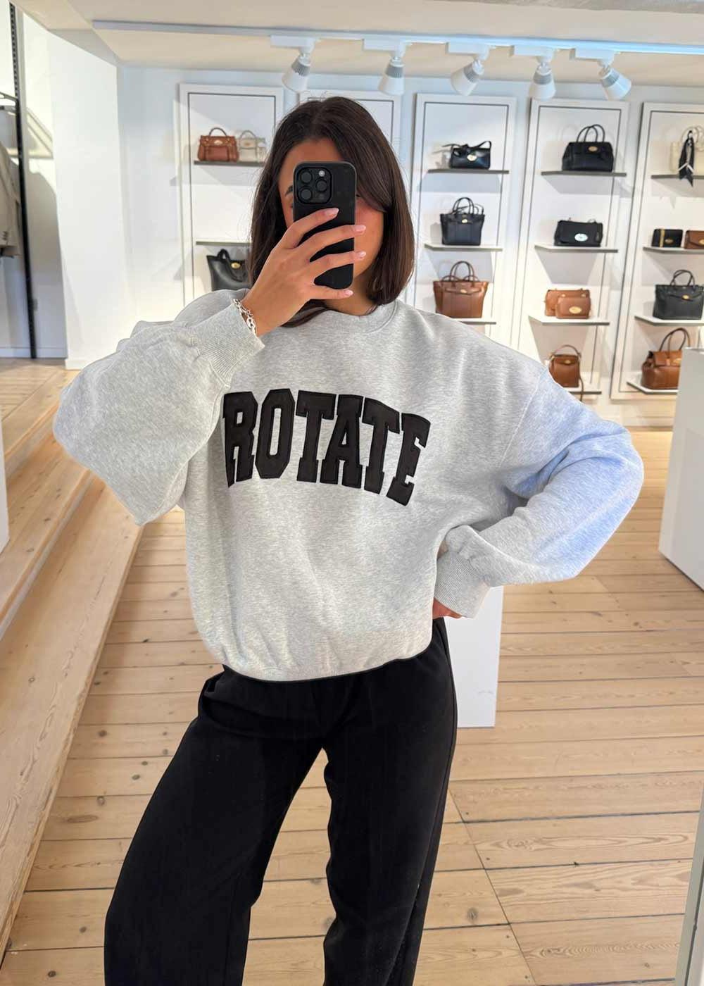 HEAVY SWEAT CREWNECK - Light Grey Melange-Sweatshirts-Rotate-Butler Loftet