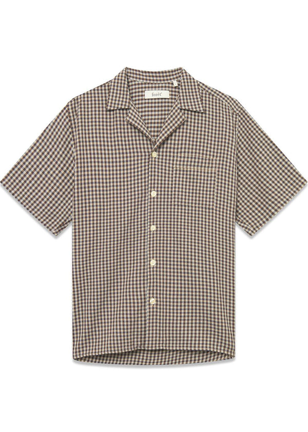 HUSH TWILL SS SHIRT - Brown Check