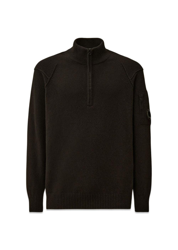 Half Zip Lambswool GRS - Black-Knitwear-C.P. Company-Butler Loftet