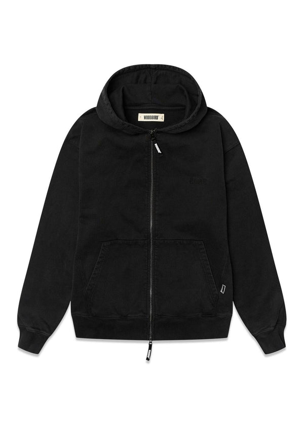 Harper Acid Zip Hoodie - Washed Black-Sweatshirts-Woodbird-Butler Loftet