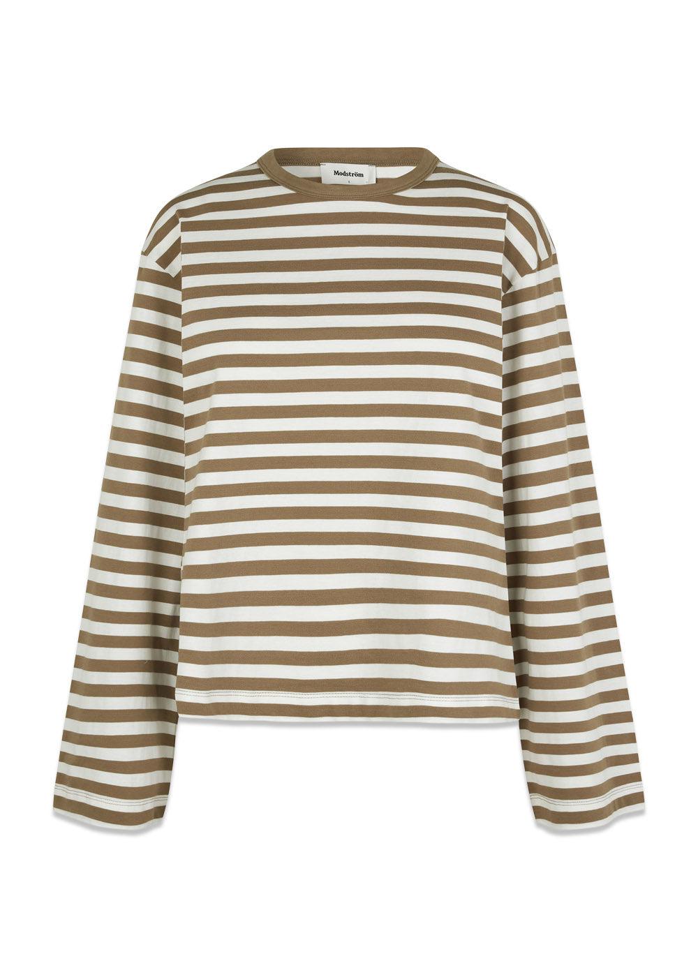 Modströms HellenMD LS stripe t-shirt - Dune White Stripe. Køb t-shirts her.