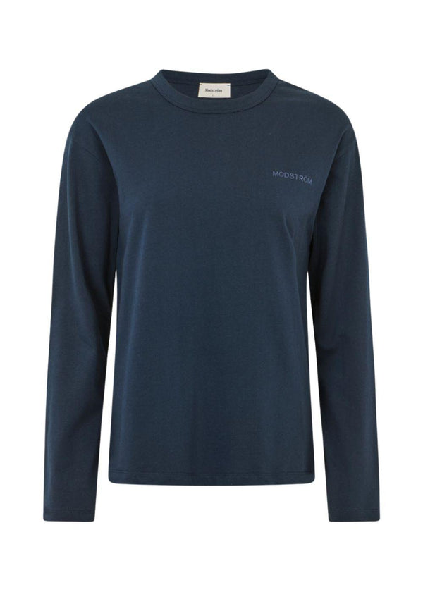 Hellenmd logo LS t-shirt - Navy Sky-T-shirts-Modström-Butler Loftet