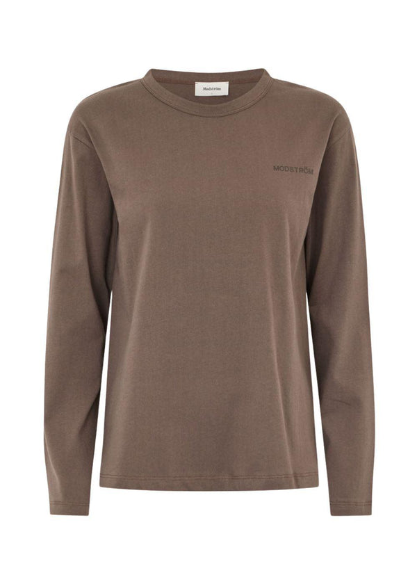 Hellenmd logo LS t-shirt - Seal Brown-T-shirts-Modström-Butler Loftet