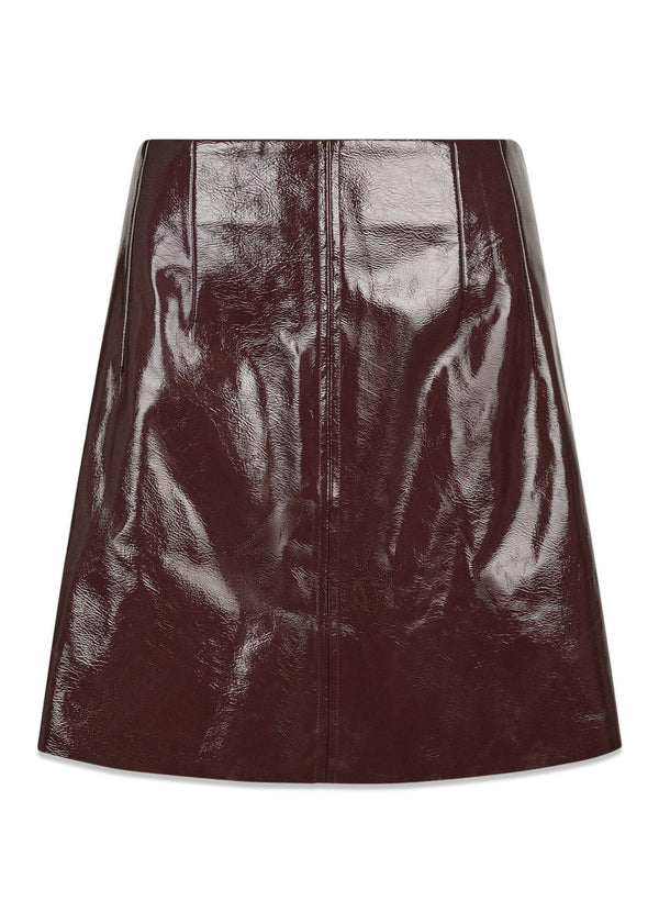 Hemie Patent Skirt - Burgundy-Skirts-Neo Noir-Butler Loftet