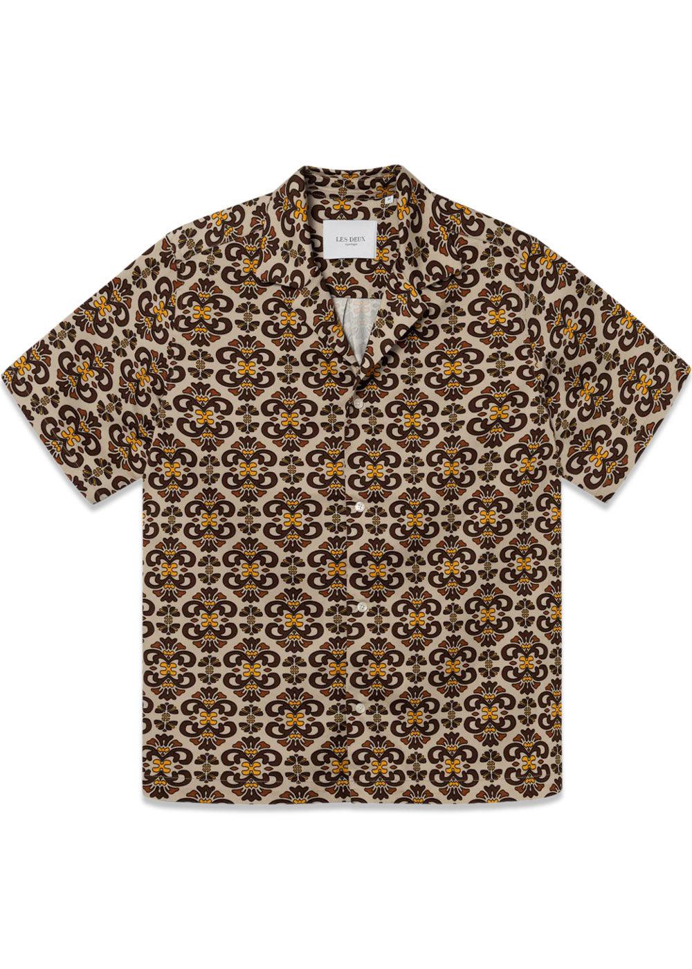 Hendrix AOP SS Shirt - Light Sand/Ebony Brown