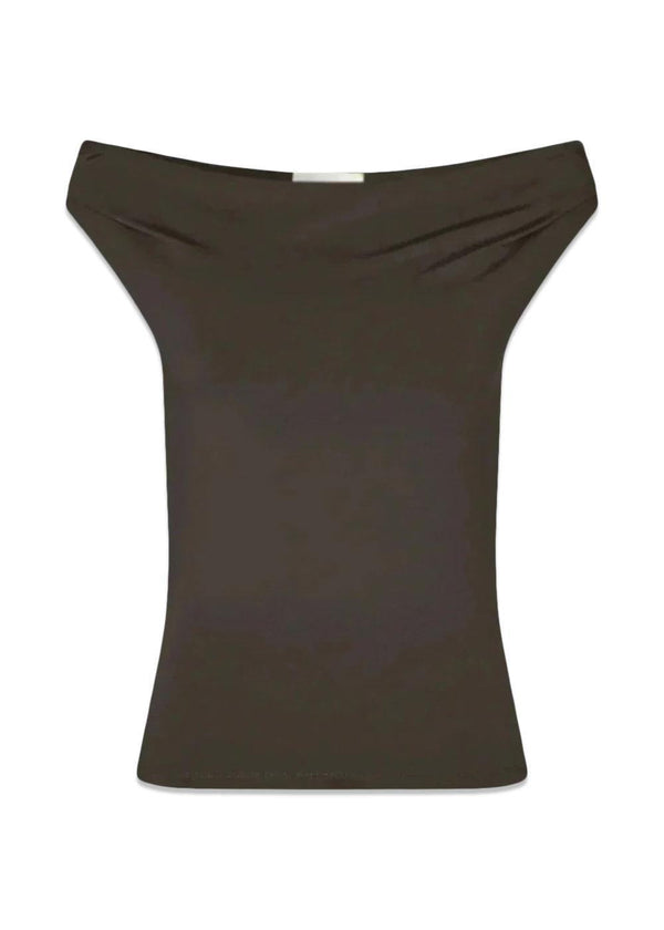 HimaMD off-shoulder top - Seal Brown-Top-Modström-Butler Loftet