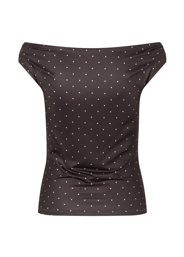 Himamd print off-shoulder top - Seal Brown Dot-Top-Modström-Butler Loftet