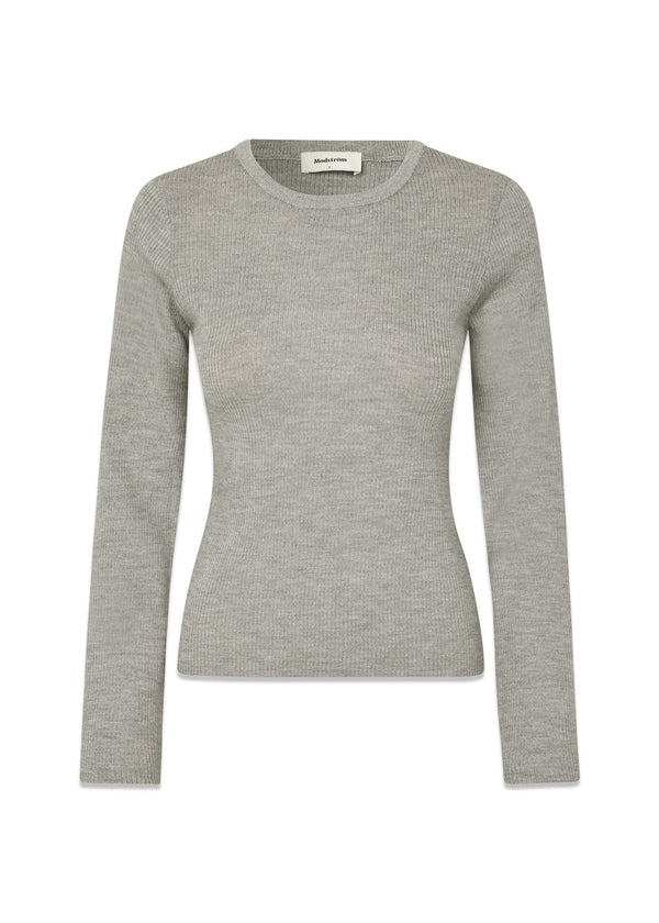 HirokiMD o-neck - Grey Melange-Knitwear-Modström-Butler Loftet