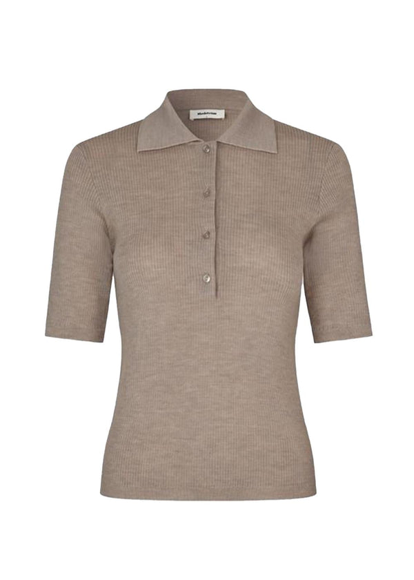 Hirokimd SS polo - Chocolate Chip-Knitwear-Modström-Butler Loftet