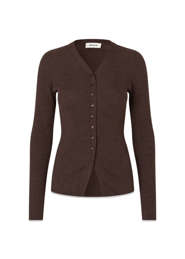 Hirokimd v-neck cardigan - Seal Brown-Knitwear-Modström-Butler Loftet