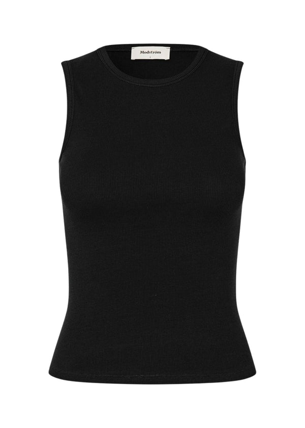 Igormd o-neck top - Black-Top-Modström-Butler Loftet