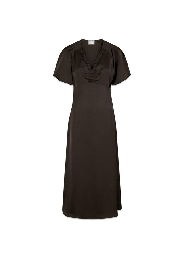 Illana Heavy Sateen Dress - Dark Brown-Dress-Neo Noir-Butler Loftet