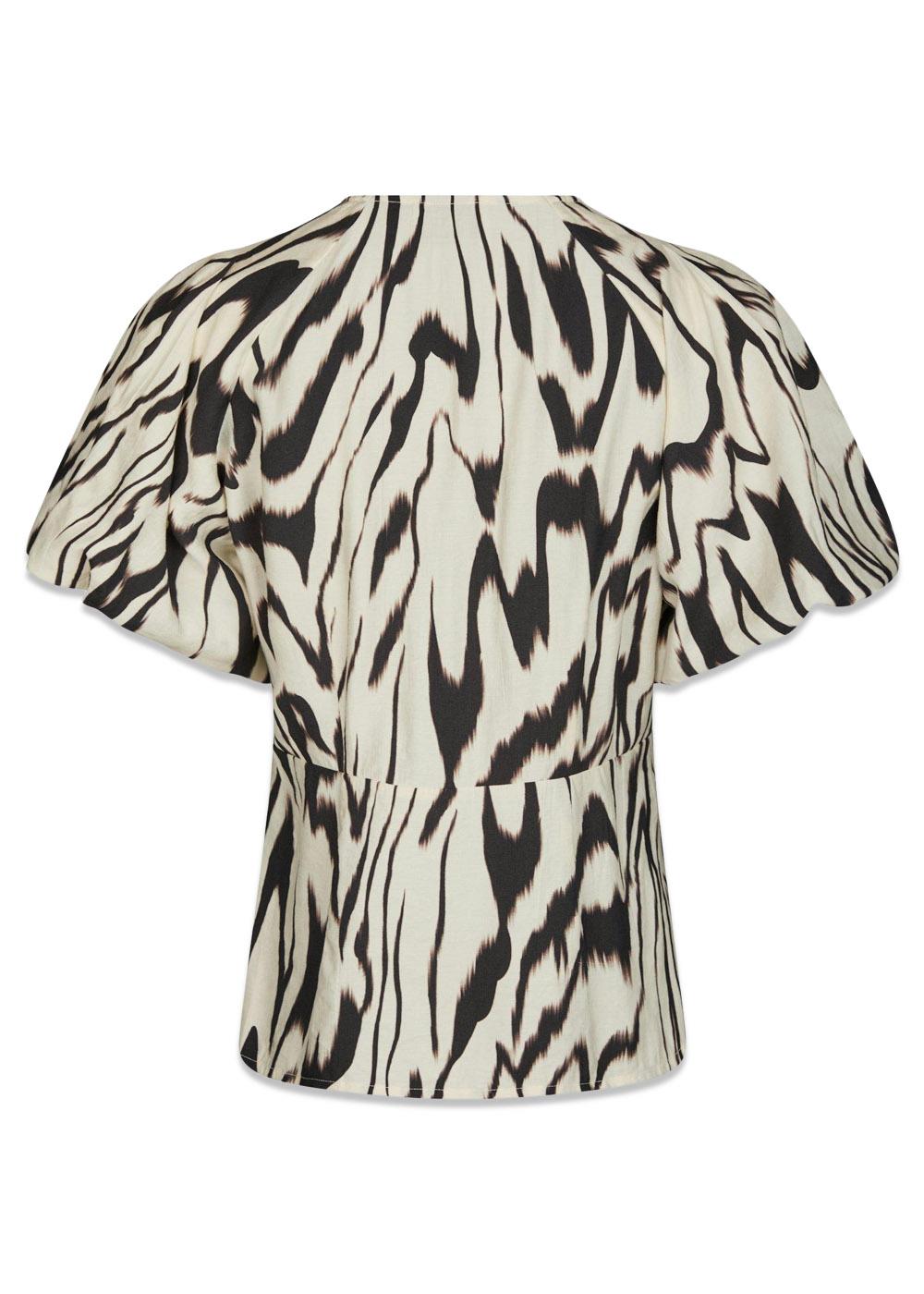 Irina Graphic Zag Blouse - Off White-Blouses-Neo Noir-Butler Loftet