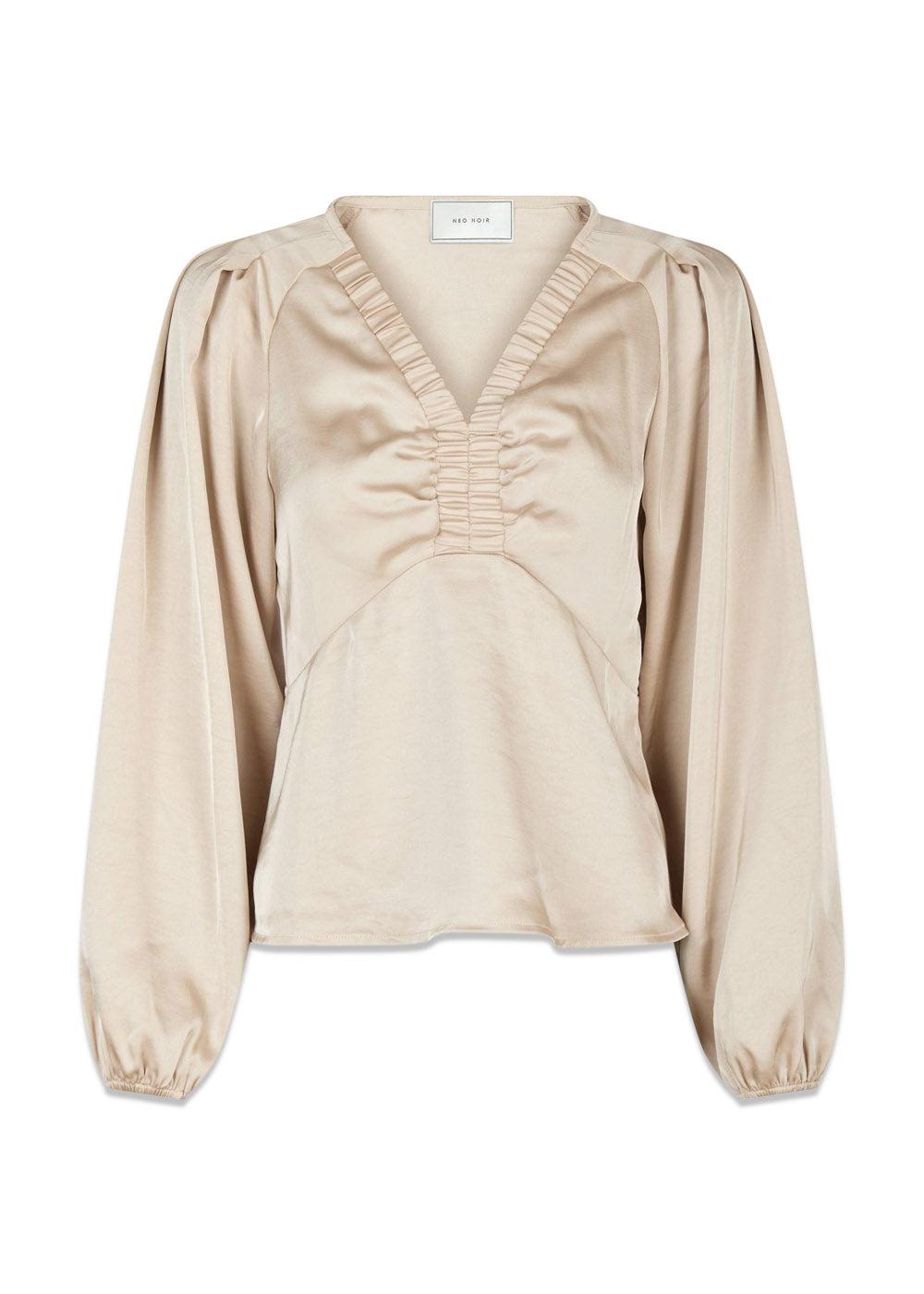 Istana Heavy Sateen Blouse - Champagne-Blouses-Neo Noir-Butler Loftet