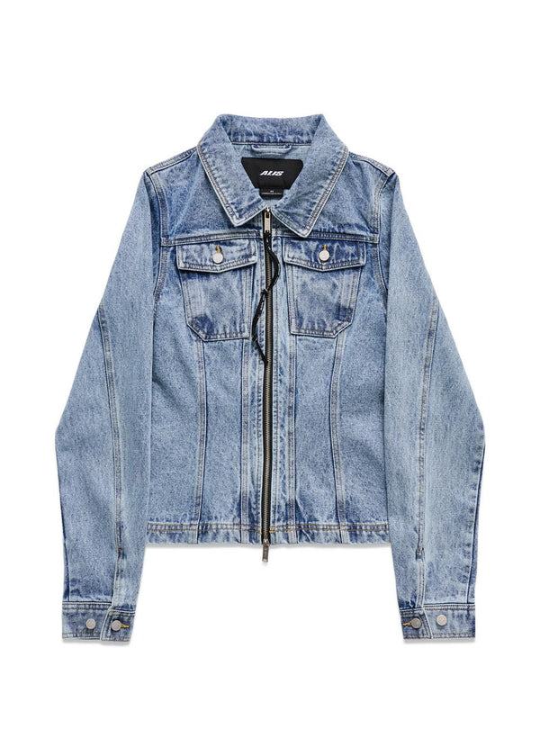 JENN SHORT FITTED DENIM JACKET - Washed Light Blue-Outerwear-ALIS-Butler Loftet